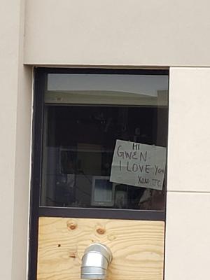 John Cowles at Mercy Hospital Window