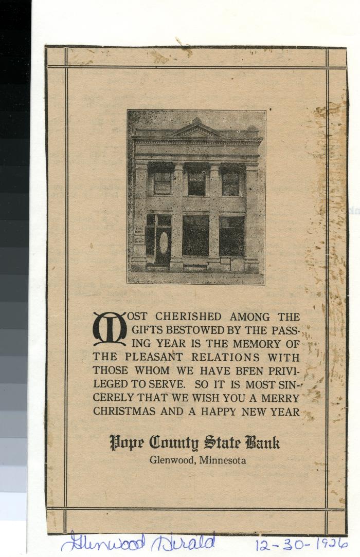 Pope County State Bank advertisement