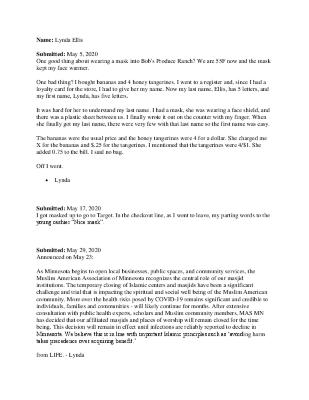 Lynda Ellis May COVID-19 Reflections