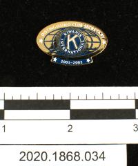 Kiwanis International Distinguished Club Secretary lapel pin - 2001-2002