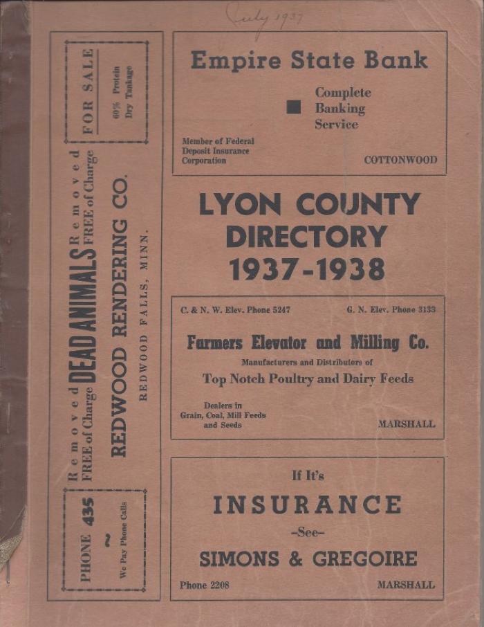 Lyon County Directory, 1937-1938