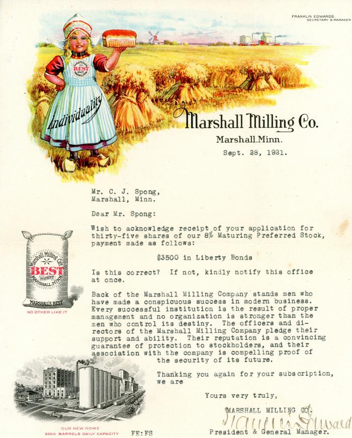 Marshall Milling Company Letter