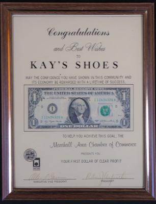 First Dollar Award to Kay's Shoes