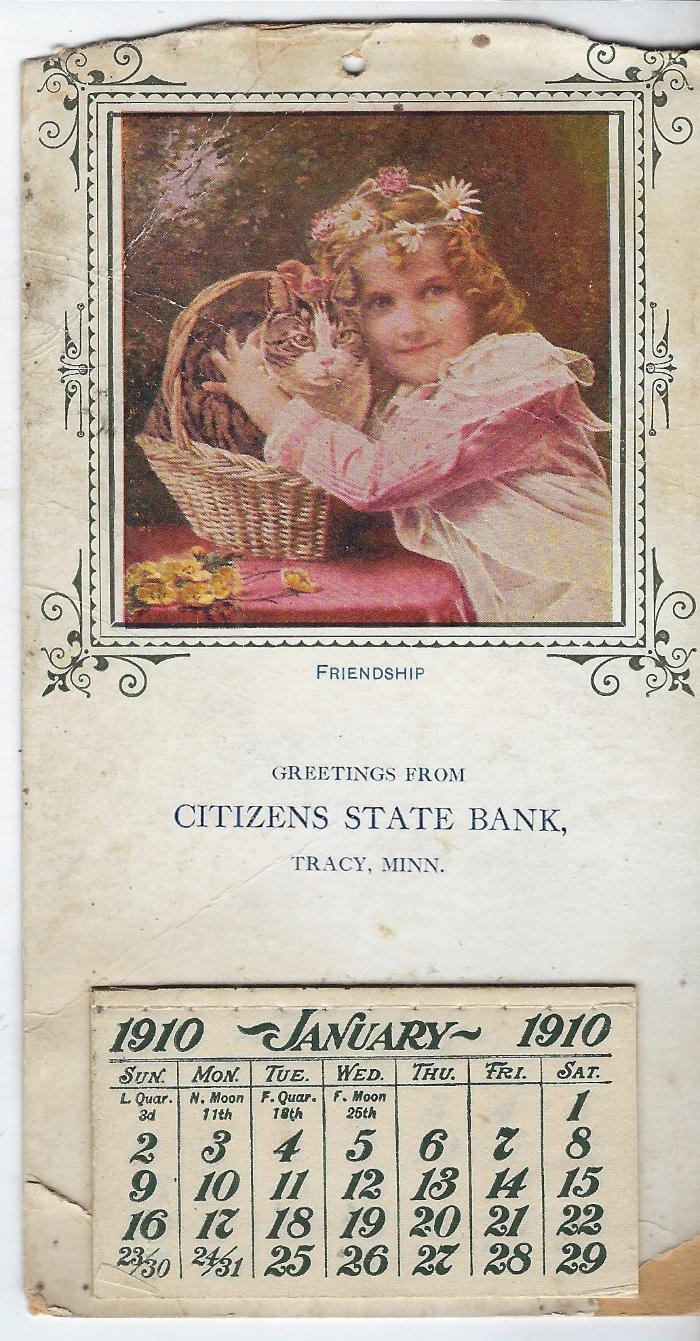 Citizen's State Bank Calendar, 1910