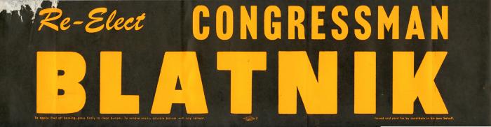 Re-elect Congressman Blatnik bumpersticker