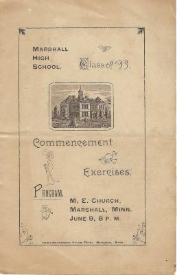 1893 Marshall High School Commencement Program