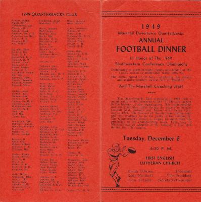 1949 Marshall Downtown Quarterbacks Annual Football Dinner
