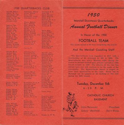 1950 Marshall Downtown Quarterbacks Annual Football Dinner