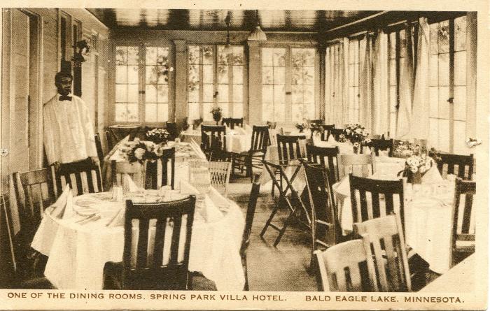 "One of the Dining Rooms. Spring Park Villa Hotel, Bald Eagle Lake, Minnesota"