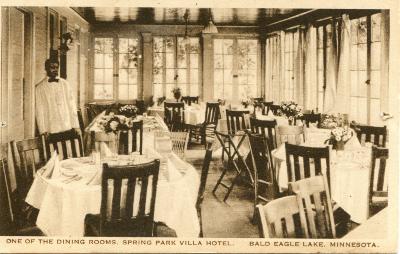"One of the Dining Rooms. Spring Park Villa Hotel, Bald Eagle Lake, Minnesota"