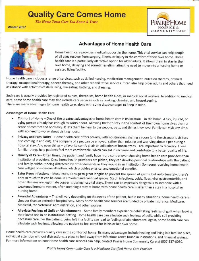 Quality Care Comes Home, Winter 2017