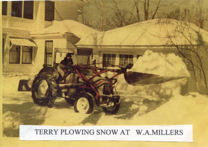 Terry Rooney plowing at W. A. Miller home