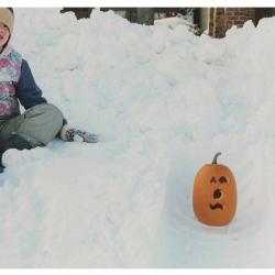 Clearing Snow after 1991 Halloween Blizzard