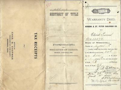 Warranty Deed and Abstract of Title for Land of Christ Larson, December 20, 1892