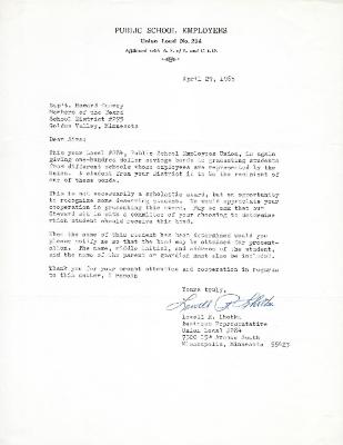 Golden Valley High School, Class of 1965 Public School Employees Union Local #284 Award Program