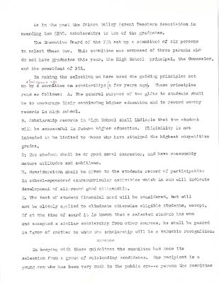 Golden Valley High School Class of 1964 PTA Scholarship Speech