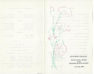 Golden Valley High School, Class of 1960, National Honor Society, Induction Ceremony Program
