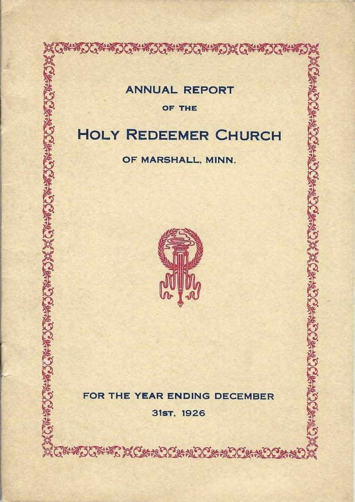 Annual Report of the Holy Redeemer Church, Marshall, MN., 1926