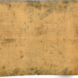 Technical drawing for parts of a Veerac, including door handle and pisto rod