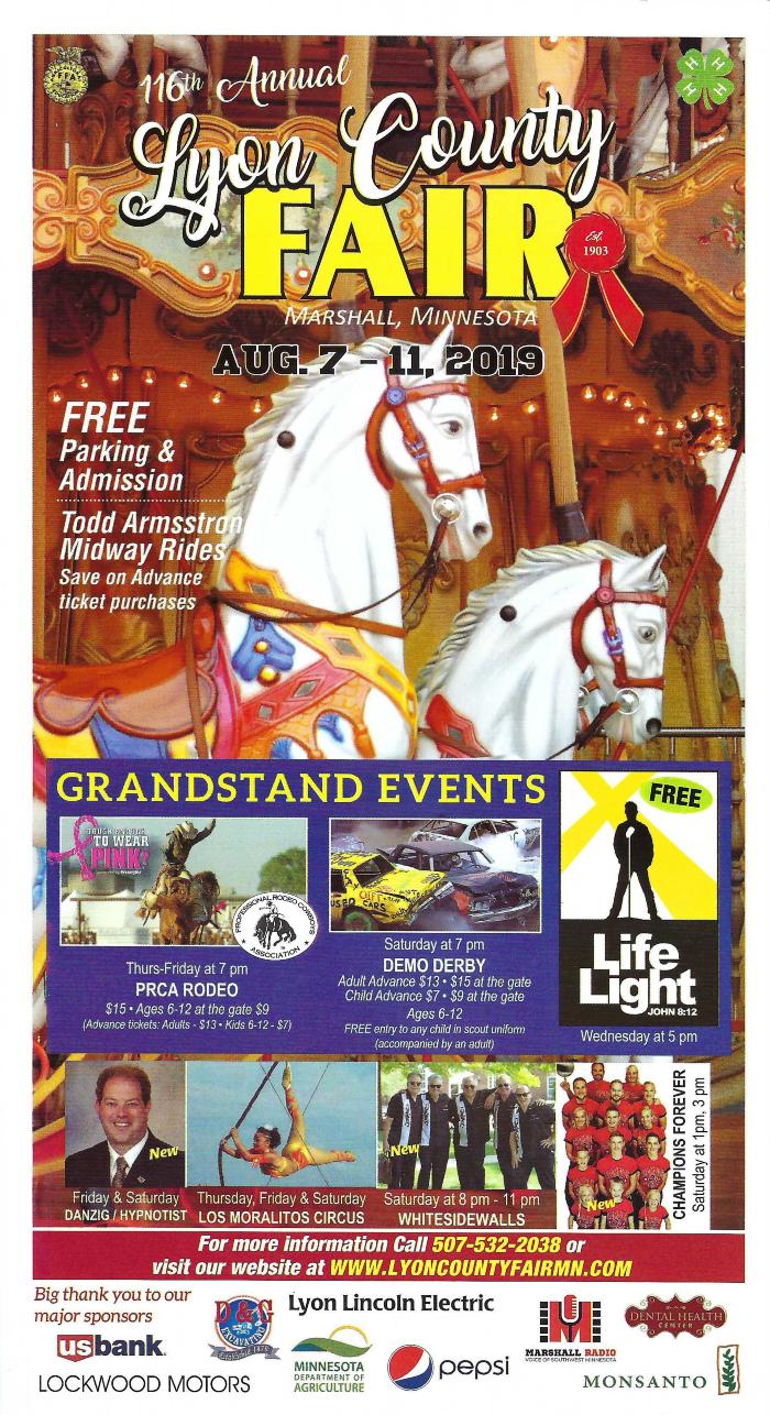 116th Lyon County Fair, August 7-11, 2019