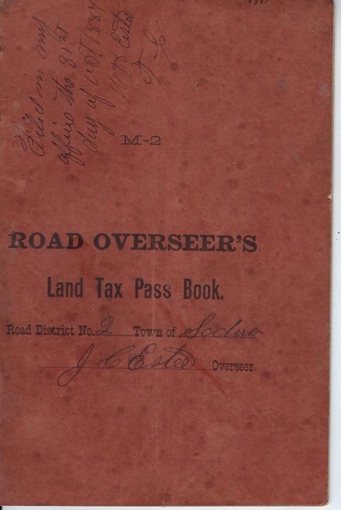 Road Overseer's Land Tax Pass Book, Sodus Township, 1884