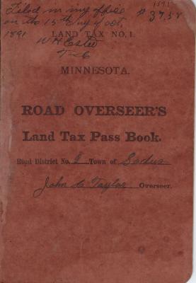 Road Overseer's Land Tax Pass Book, Sodus Township, 1891