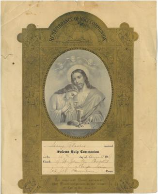Mary Flascher Communion Certificate