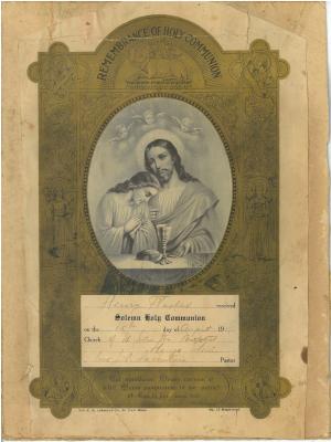 Henry Flascher Communion Certificate