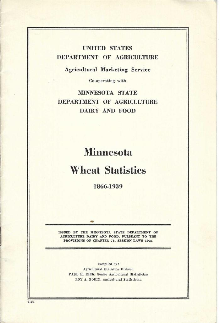 Minnesota Wheat Statistics, 1866-1939