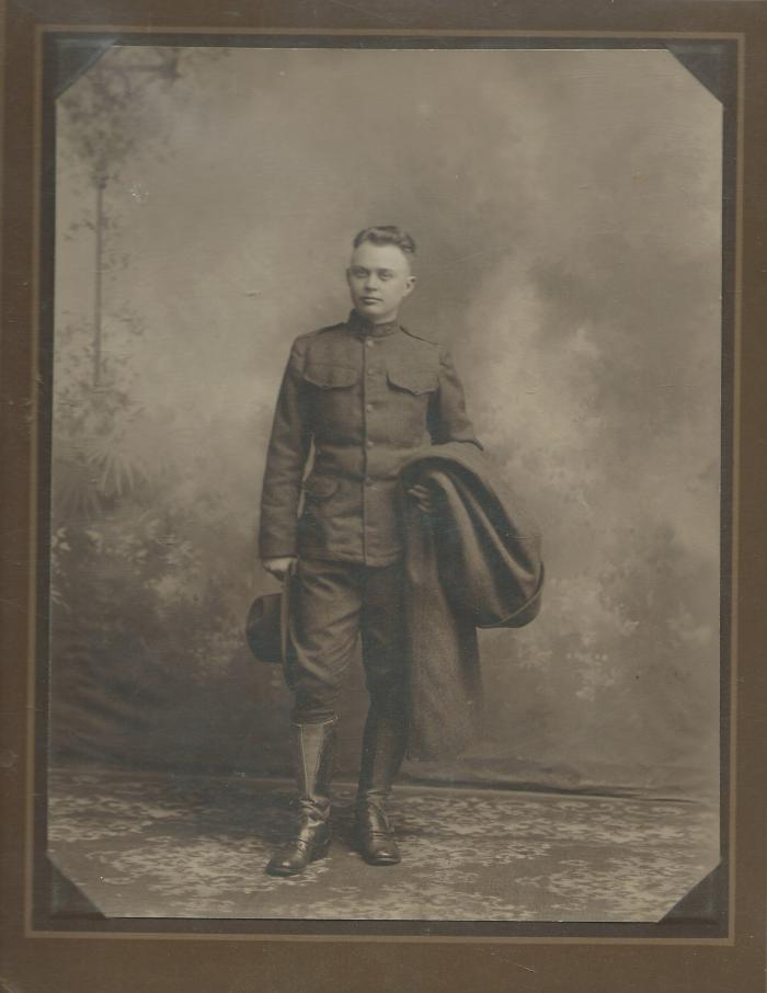 Photograph of a young man in the uniform of World War 1