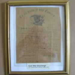  Civil War discharge of John Wickson dated the third day of Oct. 1865