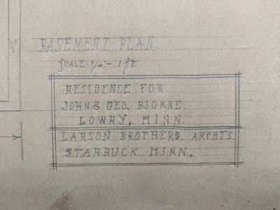 Blueprints for the John Bjokne House in Lowry 