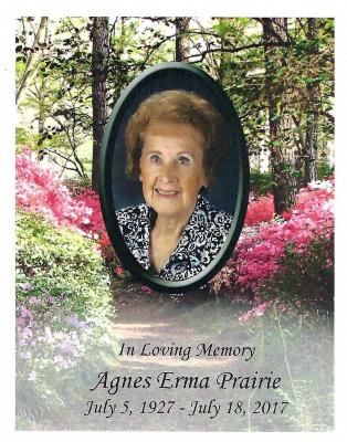 Remembrance Card for Agnes Prairie (July 5, 1927-July 18, 2017)