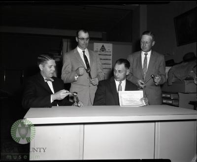 Pictured are: Clayton Thompson, A. Milten Johnson, Les Meyer, and Norris Barsness.