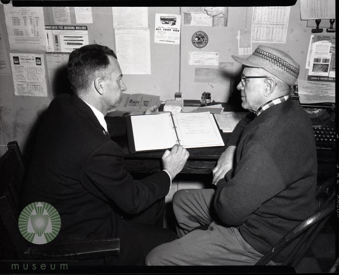 Larry Swaggert and O. A. Hovren in Glenwood, Minnesota. 