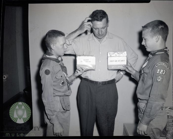 Boy Scouts Selling First Aid Kits, Glenwood, Minnesota 