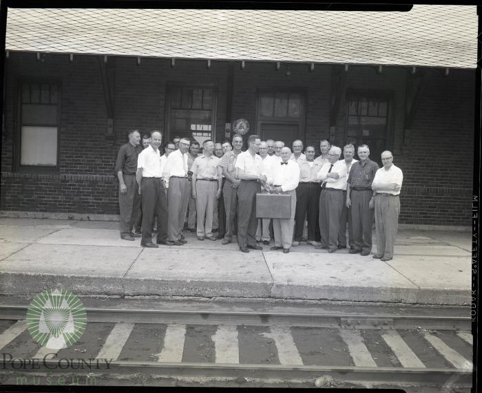 Glenwood Lions Honor Retired Member at Soo Line Depot, Glenwood Minnesota