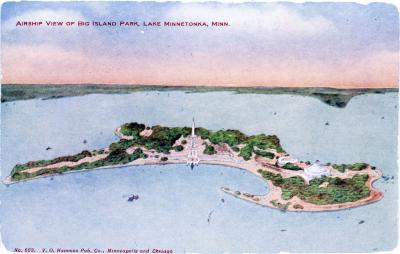 Airship view of Big Island Park, Lake Minnetonka