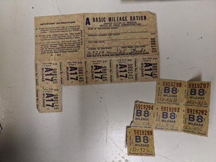 Basic Mileage Ration Card with stamps