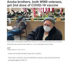 Anoka brothers, both WWII Veterans, get 2nd dose of COVID-19 vaccine