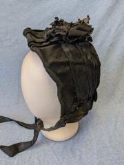 Black, satin bonnet