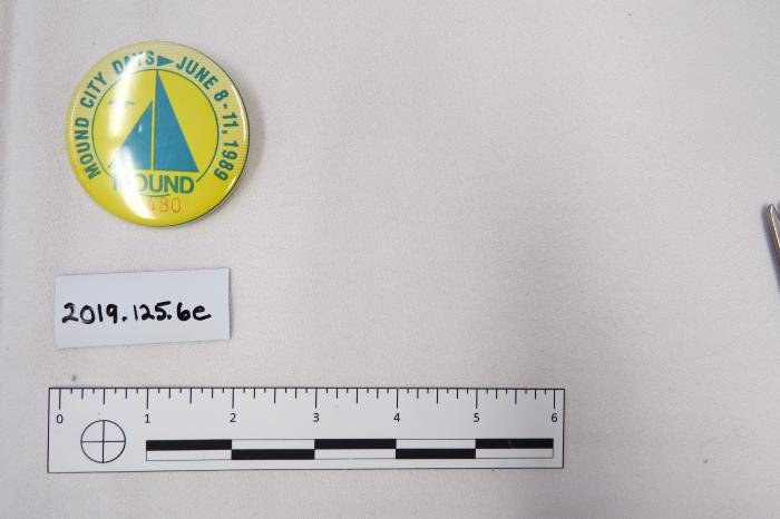 Promotional Pinback Button, "Mound City Days", 1989