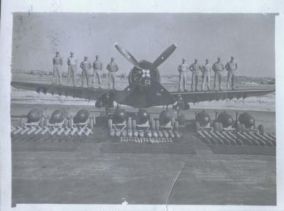 Prop plane and crew