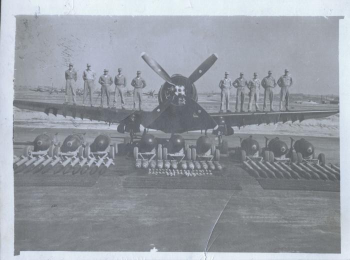 Prop plane and crew
