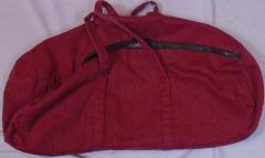 Red Denim Duffel Bag