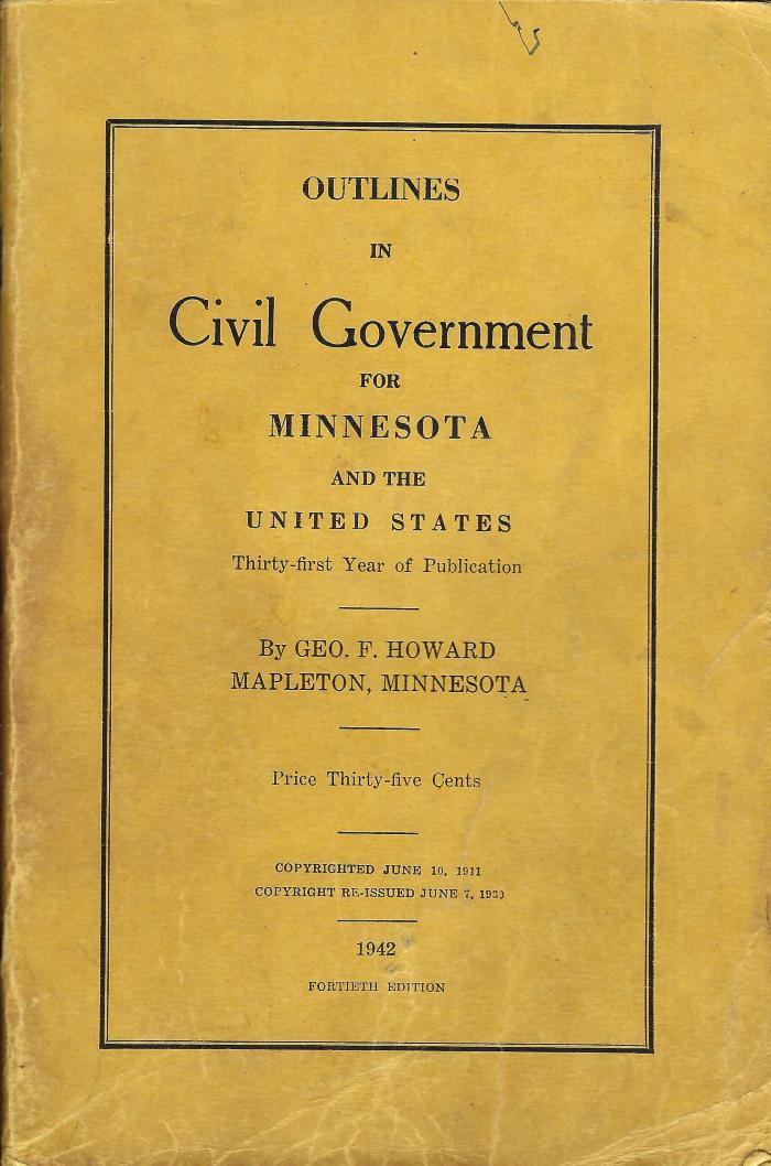 Outlines in Civil Government for Minnesota and the United States, 1942