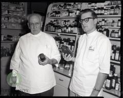 Hugh Stinson and Jim Stradtman, Corner Drug Store, Glenwood, Minnesota 