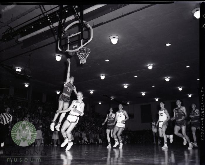 Glenwood High School Boys Basketball Team, District Tournament Against Sauk Centre At Melrose, Minnesota 