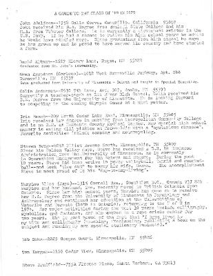 Golden Valley High School, Class of 1969, Biographies in 1979