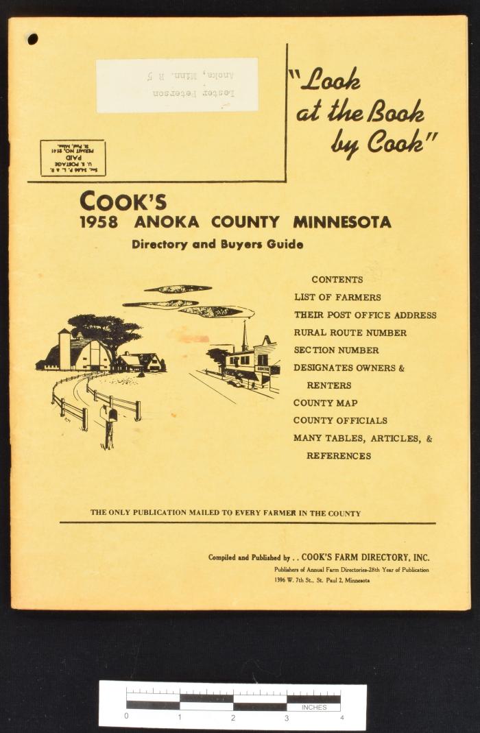 Cook's 1958 Anoka County Minnesota Directory and Buyers Guide